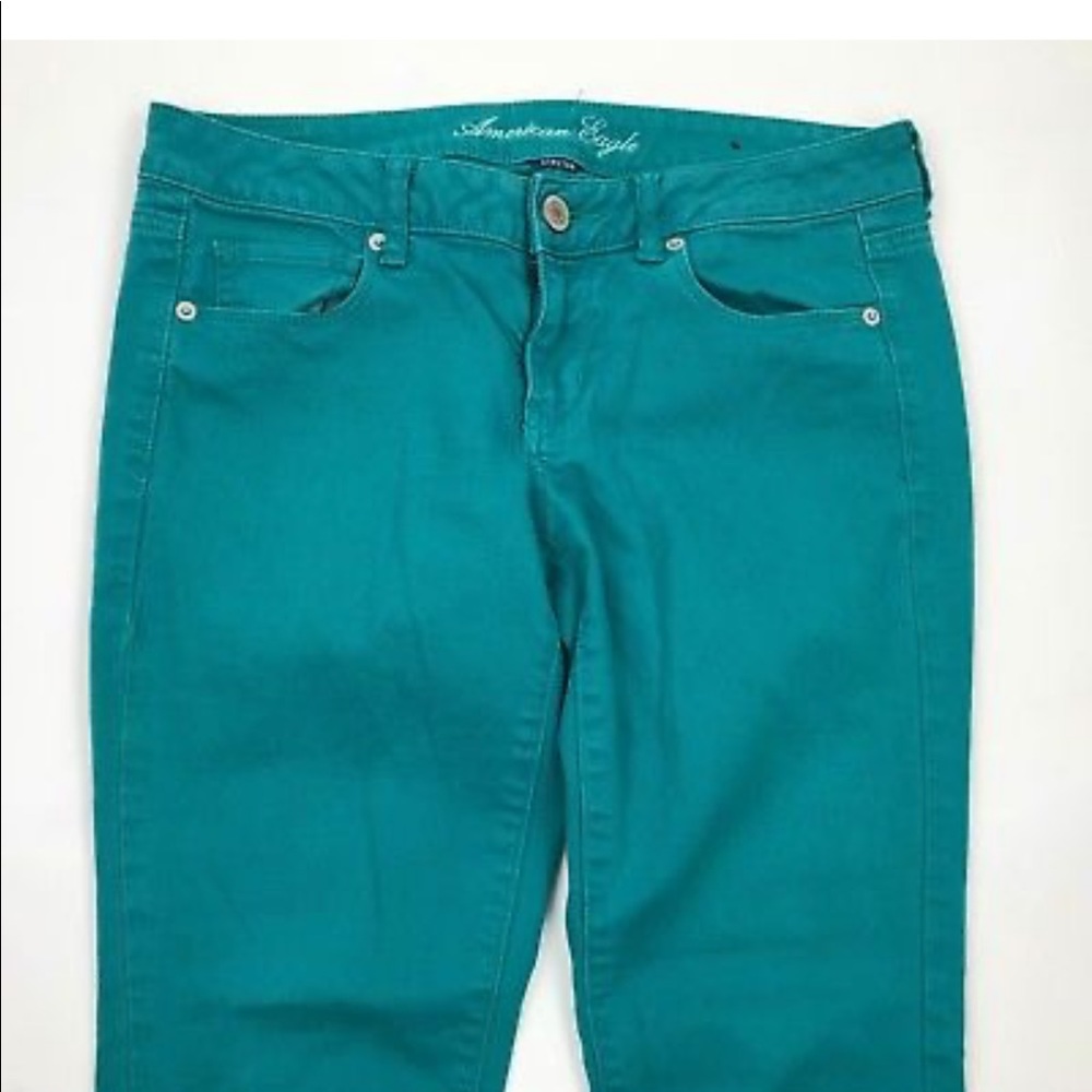 🌸AMERICAN EAGLE SKINNY JEANS TEAL SIZE 10🌺